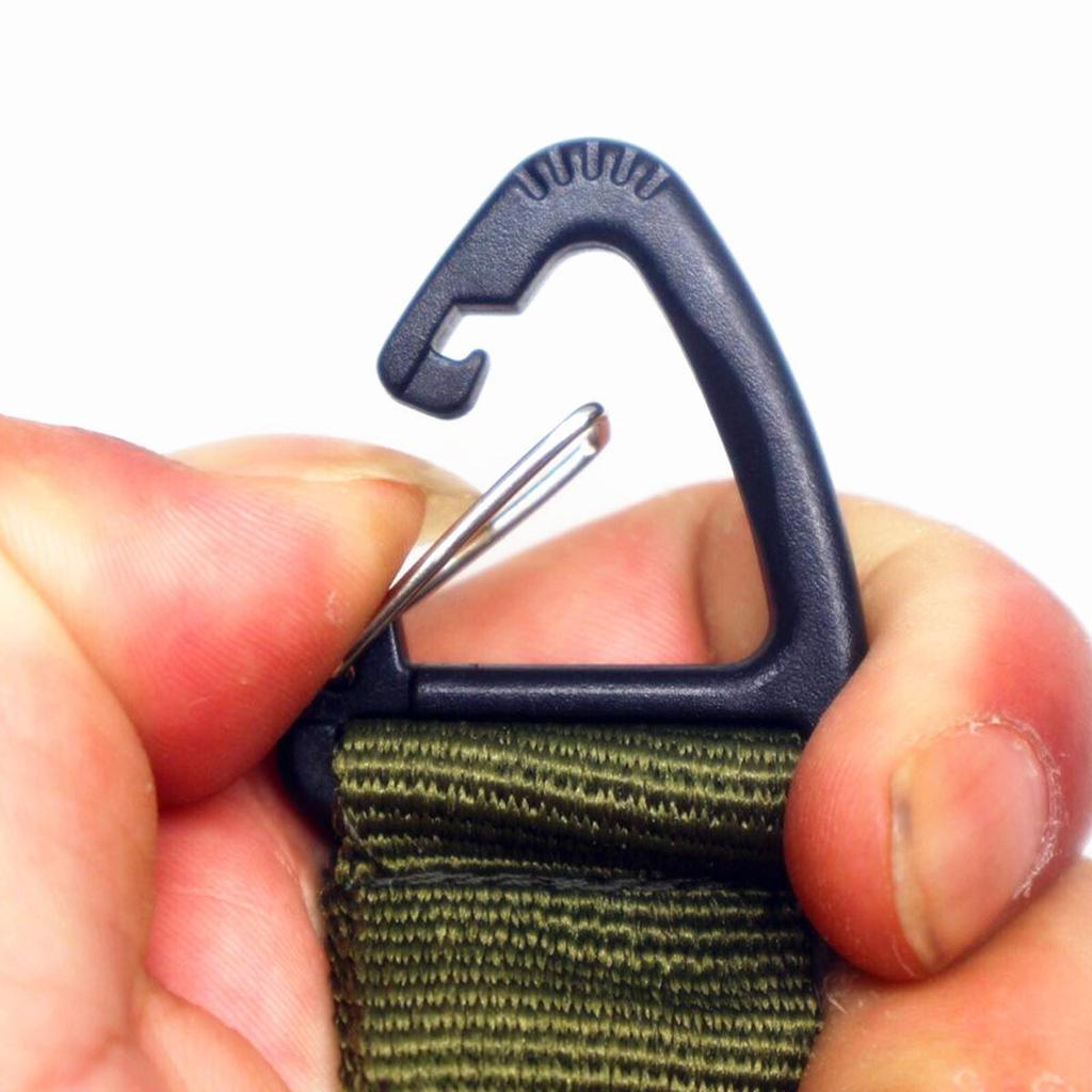 Dual Point Triangle Webbing Backpack Hook with Carabiner Clips for Outdoor Gear Attachment Hiking Camping Utility Strap