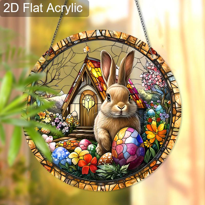 Acrylic Easter Bunny Suncatcher Stained Glass Effect Window Hanging Ornament Easter Lover Gifts