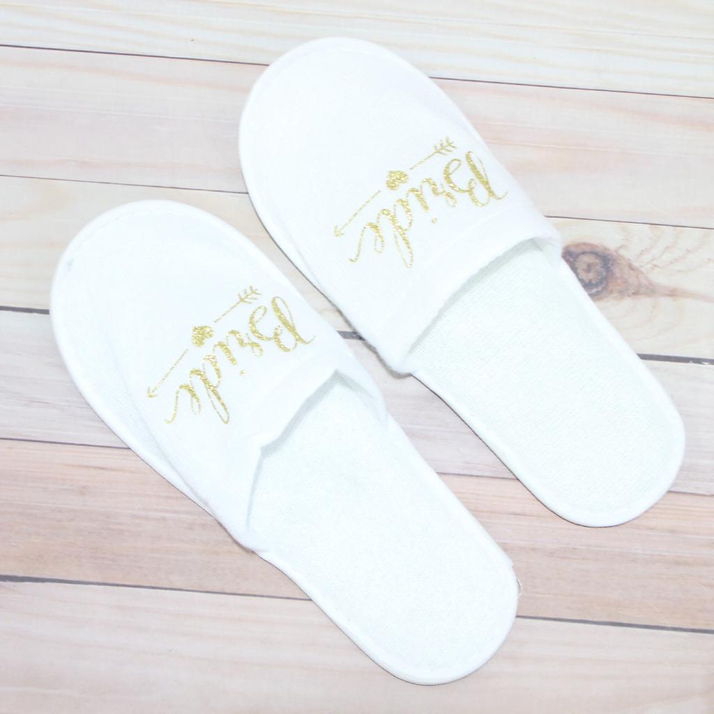 Fashion 20 Pairs Bride & Bridesmaid, Wedding Party Guests Home Slip on Shoes Bridal Party Slippers Open-toe with Golden, Red and Black