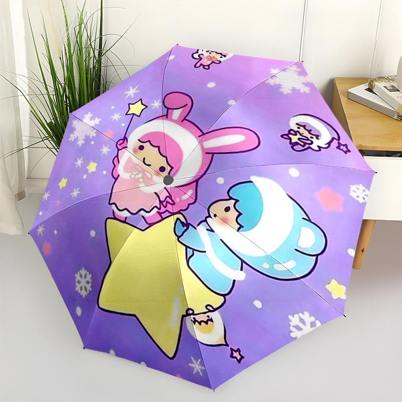 

1pc Magical Starry Night Adventure: Cute Bunny & Bear Umbrella - Automatic Opening/Closing, Foldable Design, Outdoor Use, Festive Gift for Fans, Trave