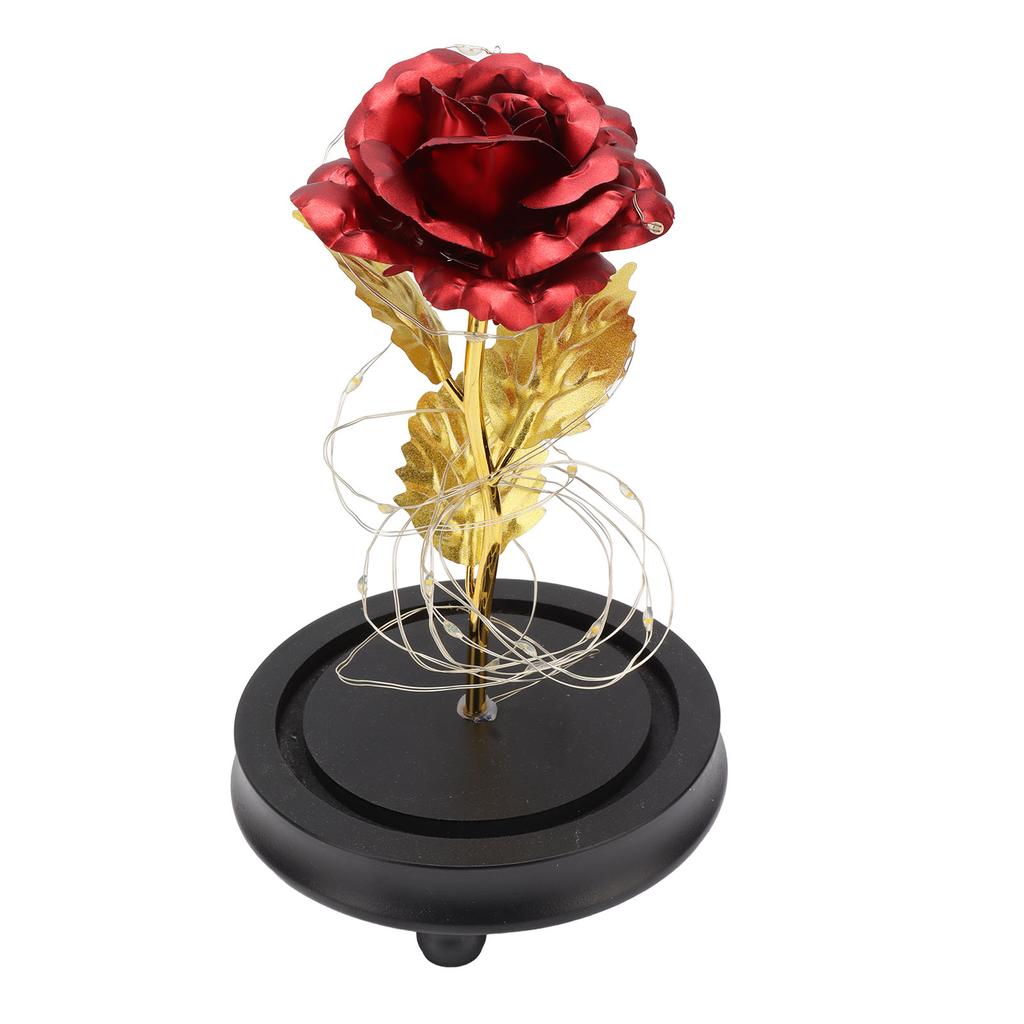 Rose Ornament Artificial Rose Flower in A Glass Dome with LED Light Eternal Flower Gift for Mother Girlfriend
