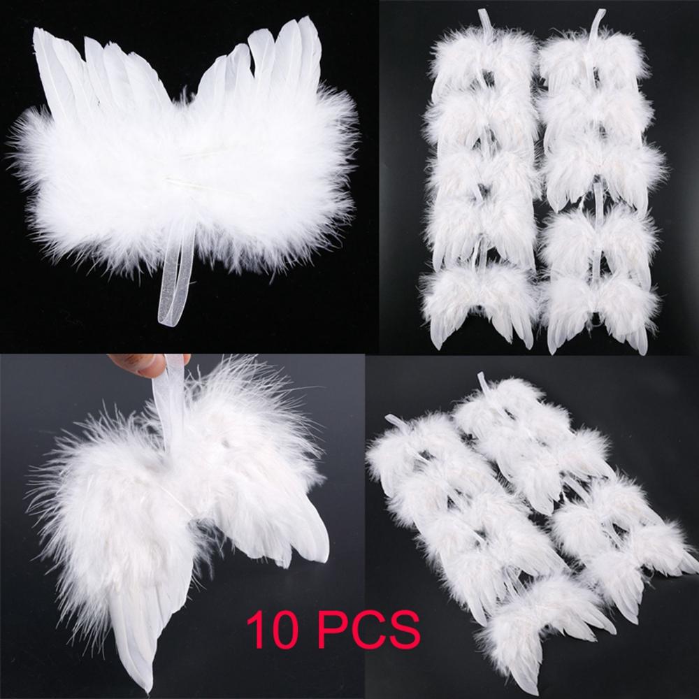 Vintage Lovely White Home Decoration Party Angel Wings Christmas Tree Decor Feather Wing Hanging Ornament
