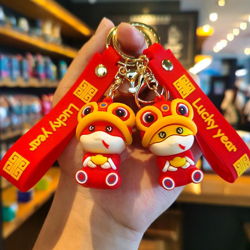 Lion Awakening Snake New Year Snake Year Cartoon New Year Goods Keychain Small Gift Creative Girl Companion Gift