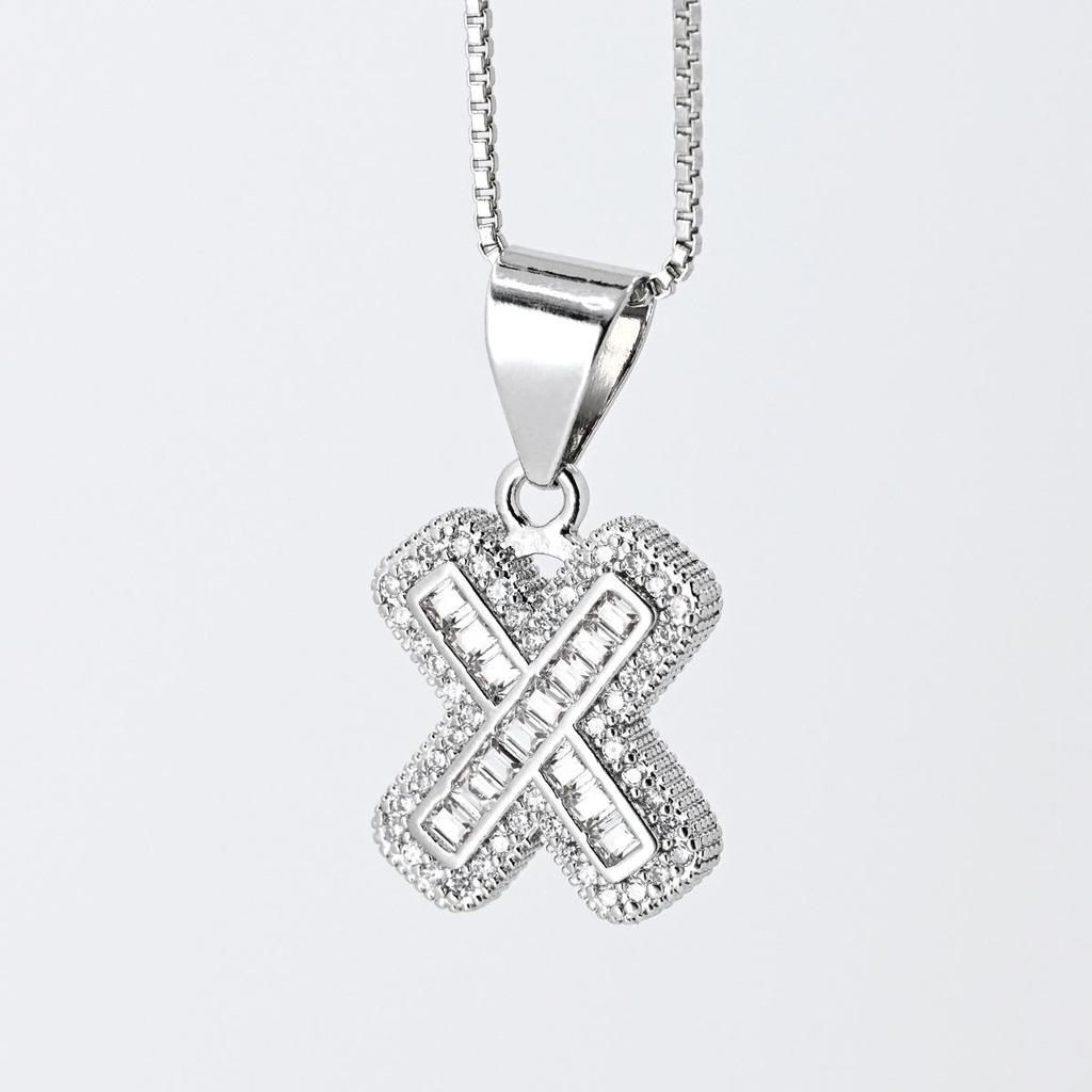 Cross Pendant with Micro Pave Cubic Zirconia - 26 Letter Options for DIY Jewelry Accessories