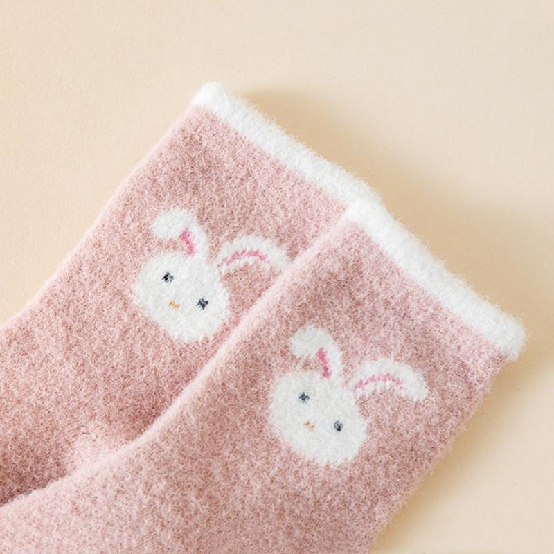 Baby Plush Socks Cartoon Solid Color Newborn Girls Boys Mid Tube Socks Warm Non-slip Floor Sleeping Sock Autumn Winter