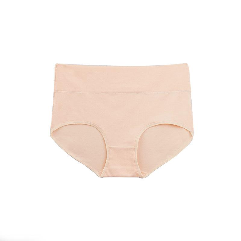Ladies Spring and Summer Classic Pure Color Cotton Breathable Comfortable High Waist Belly Lift Hip Briefs
