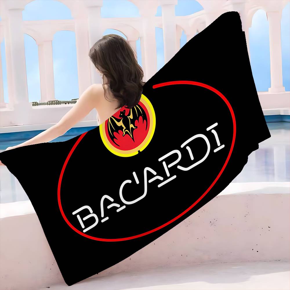 B-Bacardi Rum Vampirfledermaus Mikrofaser Decke Schnelltrocknend Strandtücher Übergröße Druck Super Saugfähig Pooltuch Decke