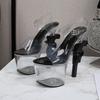 Fashion Women's 17cm Super High Heels Stiletto Waterproof Platform Transparent Crystal Sandals Nightclub Party Pole Dance Model Shoes