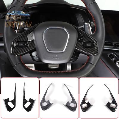 ABS Carbon Fiber For Chevrolet Corvette C8 Stingray Z51 Z06 - Steering Wheel Button Frame Cover Decorate Car Accessories