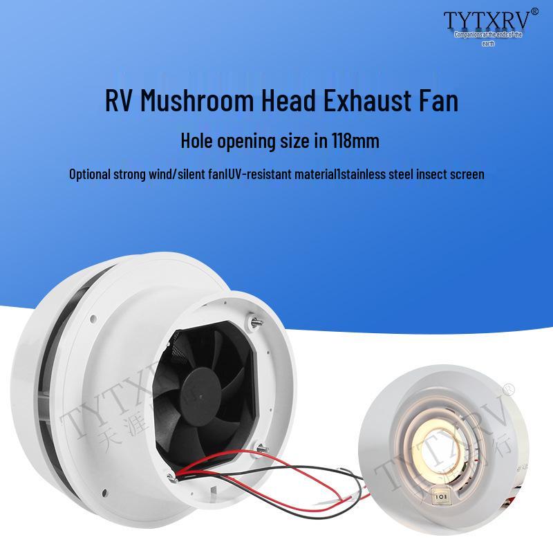 Ventilator de evacuare silențios cu cap ciupercă pentru RV-uri – Accesoriu gură de aerisire rotundă cu montare superioară