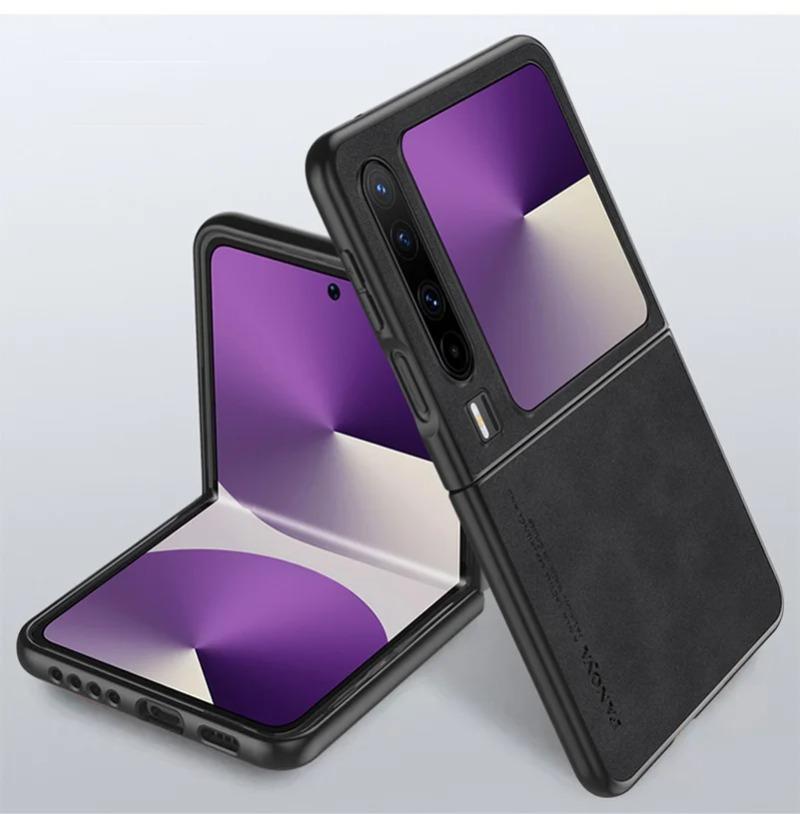 Pro Huawei Pura X Luxusní pouzdro z ovčí kůže na skládací telefon pro Huawei Pura X VDE-AL00 Ochranný nárazuvzdorný silikonový okrajový nárazník