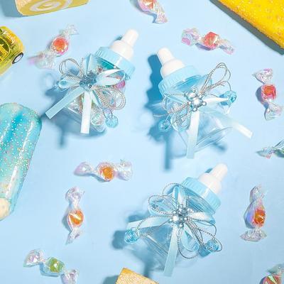 12 Buc Sticle Baby Shower Mini Sticlă de Lapte Plastic Urs Sticle de Bomboane cu Panglică Baby Shower Cadou de Nuntă pentru Invitat