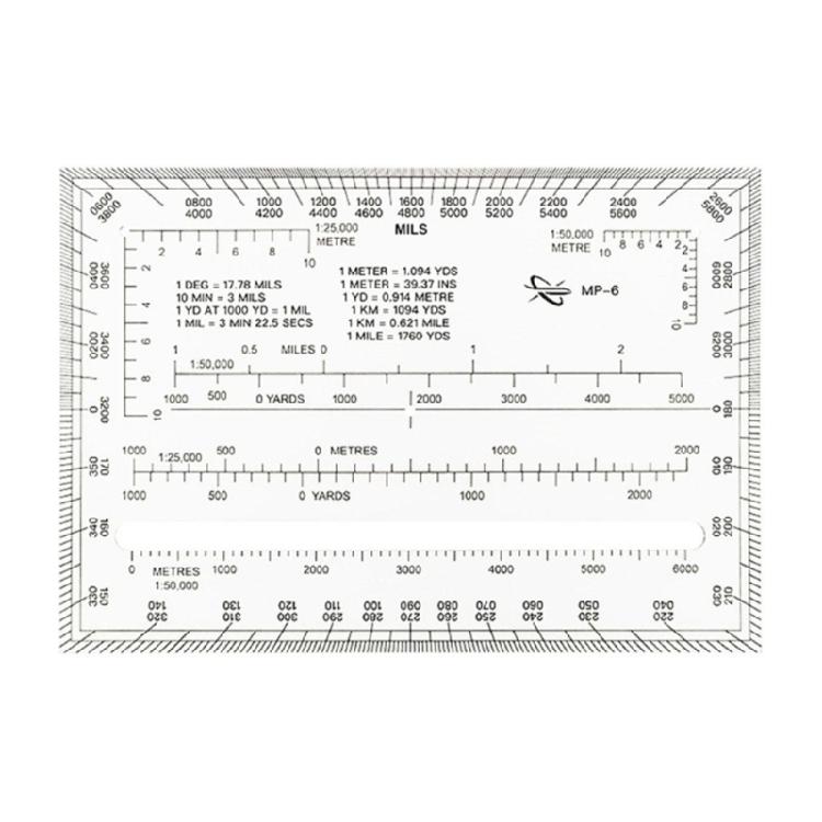

Clear Coordinate Scale Map Plastic Military Protractor Outer Edges 0-6400 Miles 1