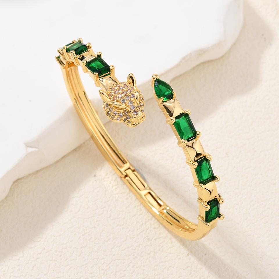 Zircon Snake-shaped Opening Fashionable Versatile Light Luxury High-end Women s Bracelet One Size(16-22CM)