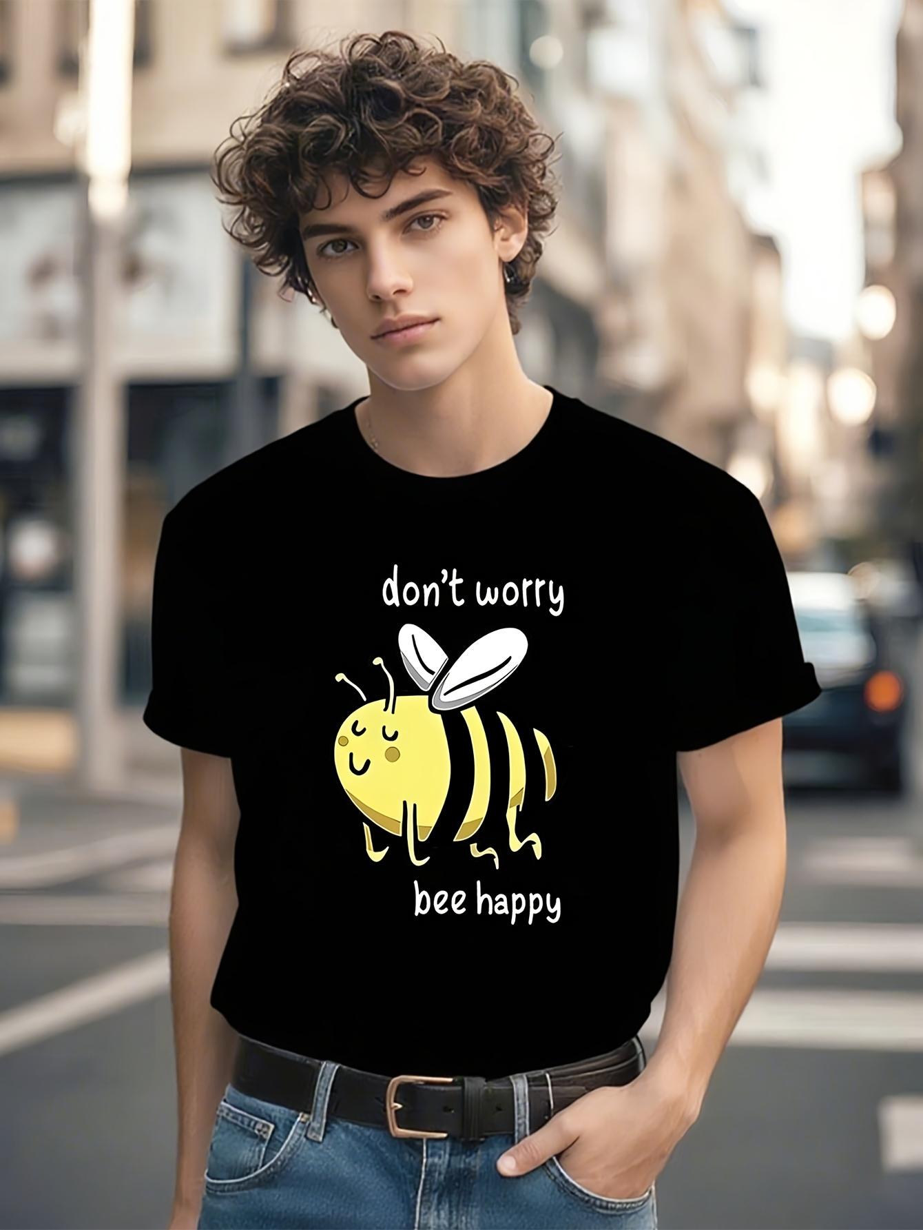 Funny Tshirt Funny Bee Graphic Tshirt - Dont Worry Be Hap... S