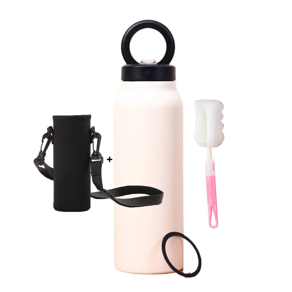 Isolierte Sportwasserflasche mit magnetischer Handyhalterung und eingebautem Ständer Perfekt für Fitnessstudio-Workouts, Outdoor-Abenteuer und Reisen