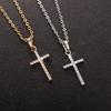 Rhinestone Cross Necklaces Silver Gold Color Long Chain Simple Pendants for Women Men Zircon Jewelry Gifts