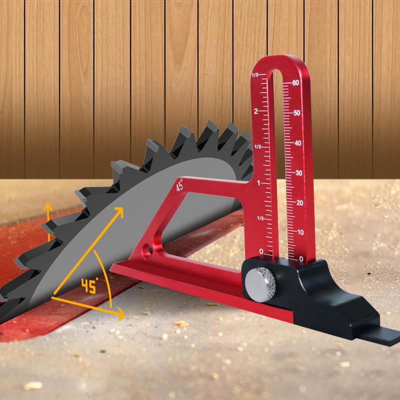 Adjustable Table Saw Depth Gauge Metric & Inch Scale Router Table Height Gauge Aluminum Alloy Measuring Gauge