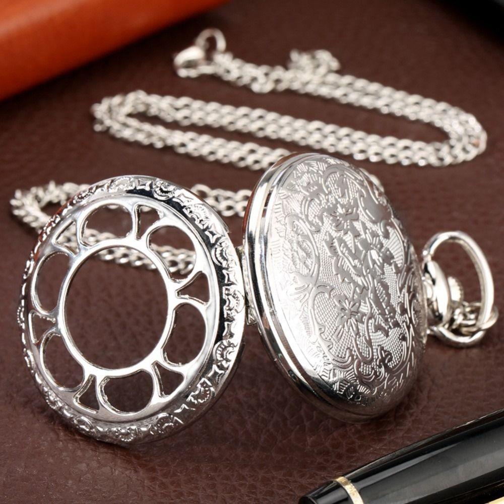 Quartz Movement Pocket Watch Steampunk Chain Watches Fashion Accessory Clock Necklace  Best Gift
