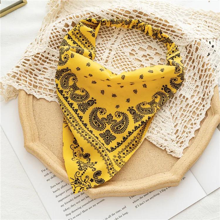 Bohemia Women Bandana Hair Scarf Summer Vintage Printted Chiffon Head Scarf Elastic Hair Bands Headwear Turban Femme