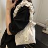 Sweet Pleated Tote Bag Large Capacity Drawstring Handbag Trendy Nylon Shoulder Bag  Commuting
