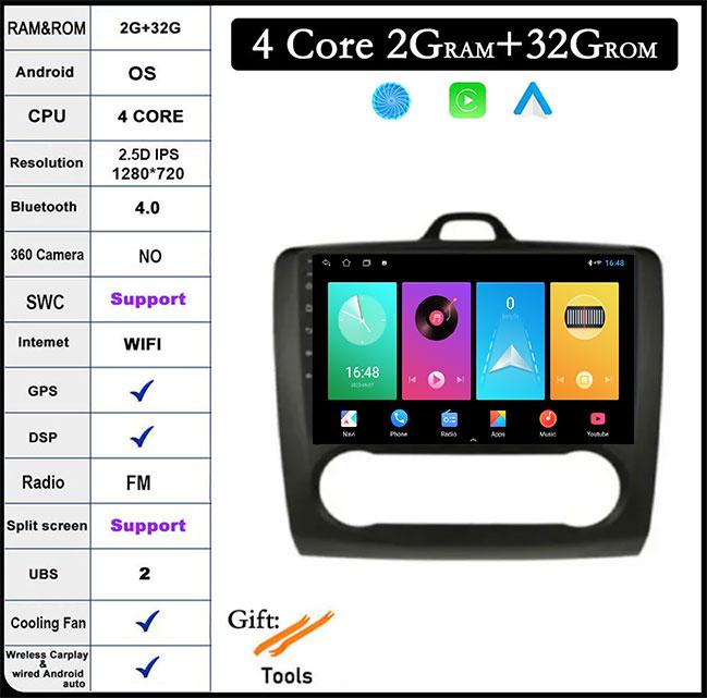 

9 дюймов для Ford Focus 2 3 MK2 MK3 2004-2011 DSP Android 14 автомобильный радиоприемник мультимедиа видеоплеер навигация стерео GPS