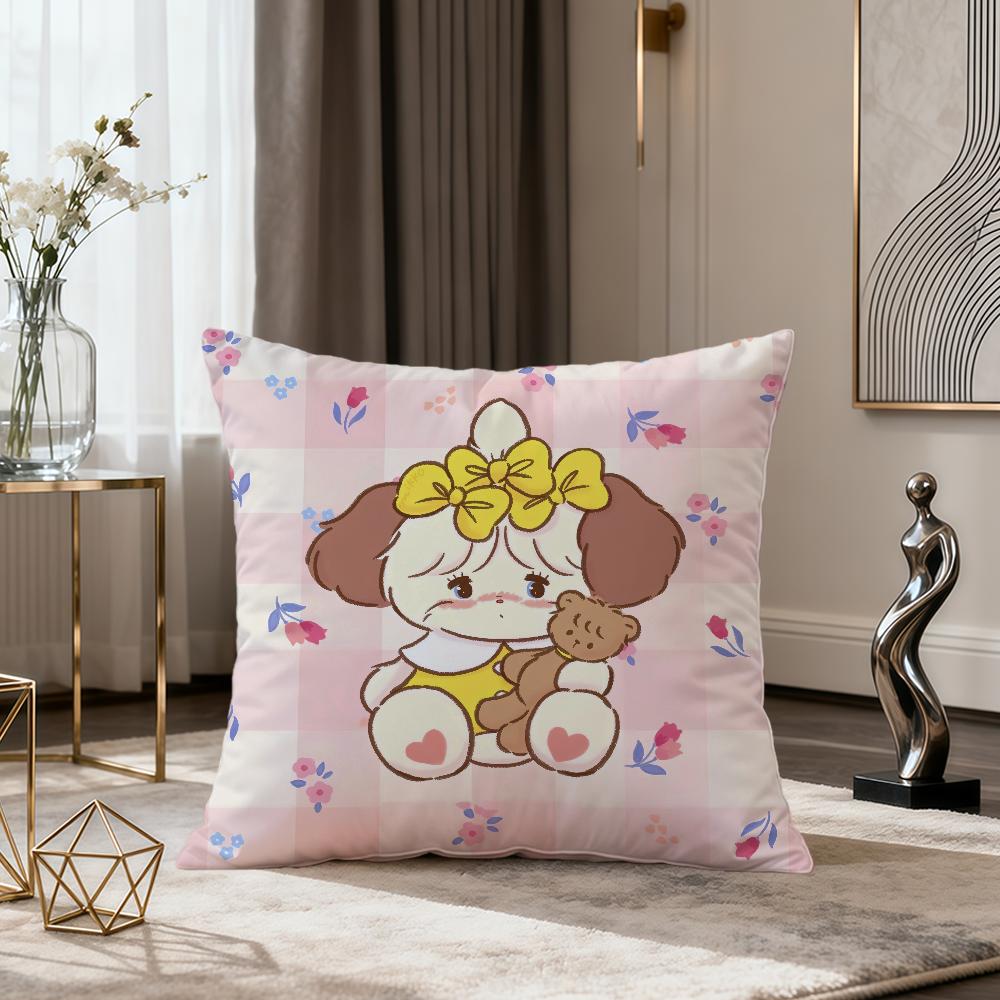 Cartoon Fun Art Pink Kawaii MMikko Cute Soft Comfort Pillowcase for Sofa Nap Living Room Party Home Pet Decor Pillowcover
