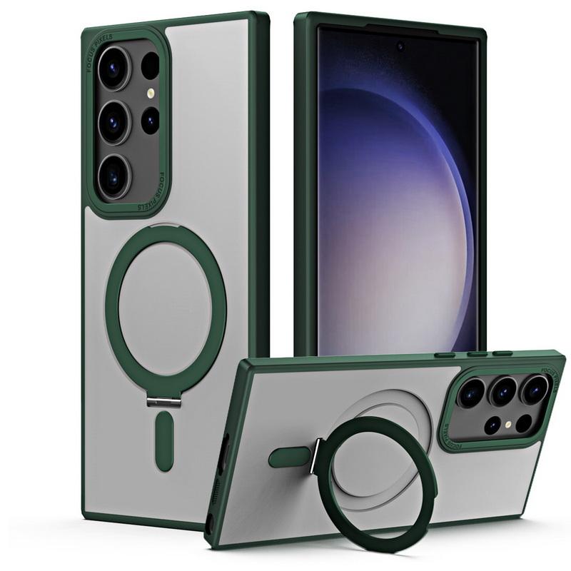 

Металлический кронштейн, магнитный чехол для телефона Samsung S24 Ultra S23 Plus Iphone 15 Pro Max 14 Pro 13 12 11, роскошный противоударный чехол с подставкой для телефона с кольцом