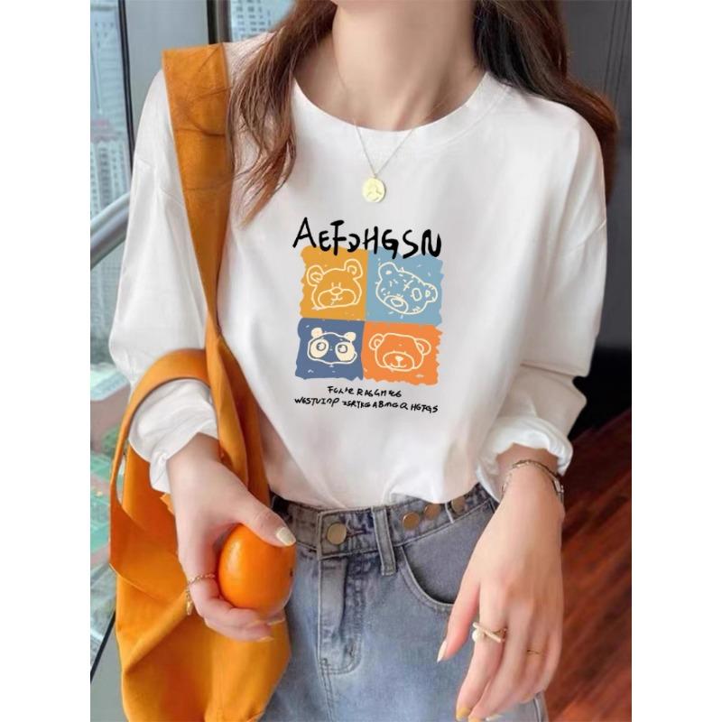 GMXIA Bluzki i koszule damskie na co dzień, jesień, zima, długi rękaw, okrągły dekolt