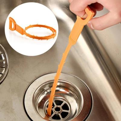 1 PIÈCE 64 CM Outil d'élimination de bouchons de cheveux à longue portée - Outil de dragage de tuyaux en plastique ABS, Déboucheur pour égout/lavabo de cuisine, Aucun outil requis