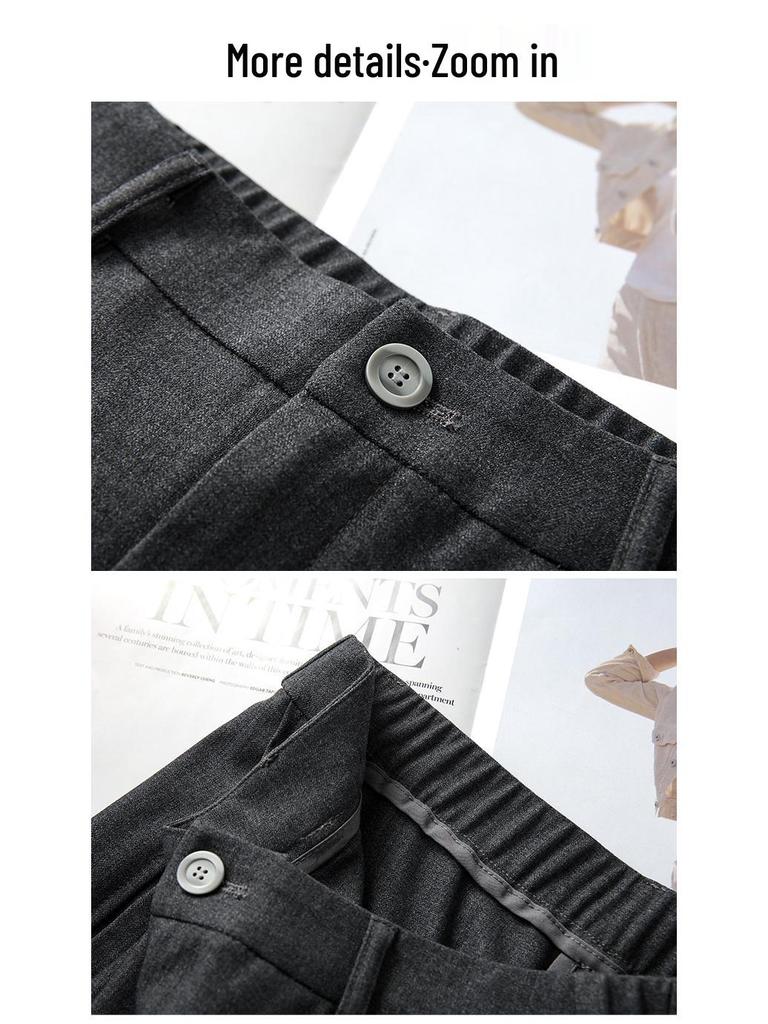 2026 Spring High-Waisted Wide-Leg Gray Women's Trousers