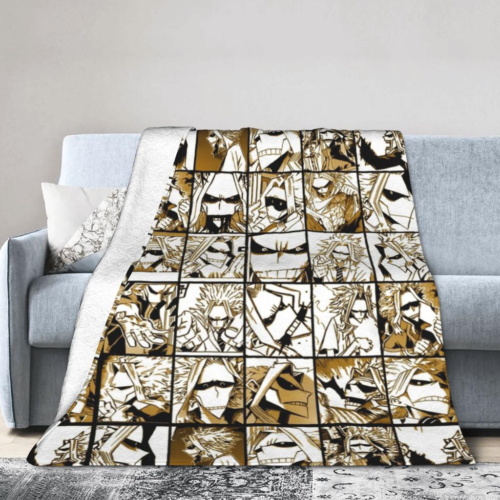 Uraraka Ochako Collage Knitted Blankets Academy Anime Manga Throw Blankets Summer Air Conditioning Ultra-Soft Warm Bedspreads