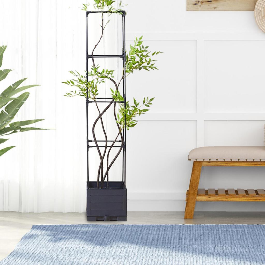 Planter Box with Trellis Plant Pot Minimalist Practical Raised Garden Bed Tomato Cage for Climbing