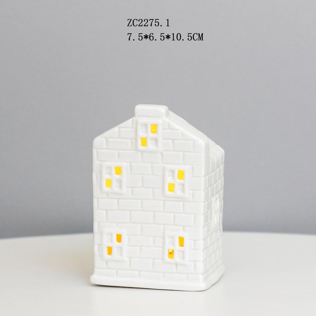 Nordic Style Ceramic Christmas LED Light Ornament for Home Décor