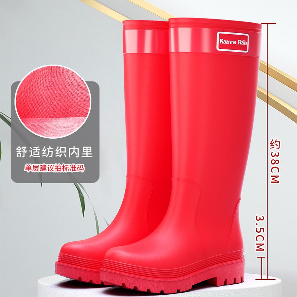 Rain Shoes Fashionable Women's High Tube Long Tube Non-slip Warm Kitchen Thickened Women's Waterproof Shoes Adult Rain Boots Rubber Shoes Women