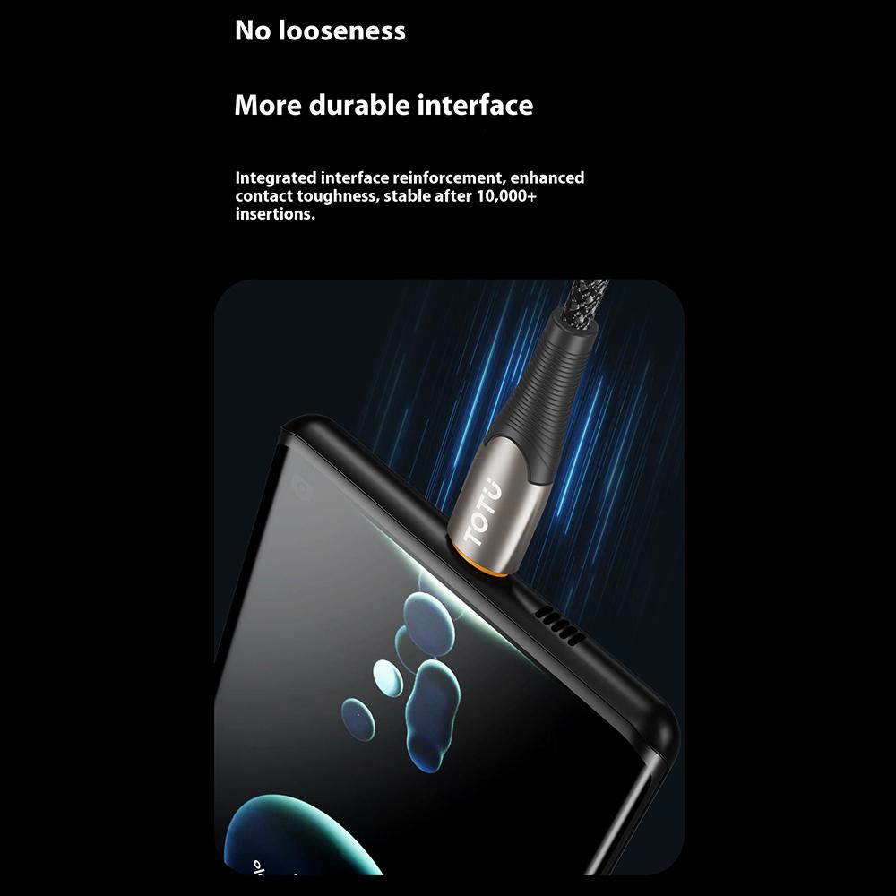 TOTU CB-17-T 120cm USB-A to Type-C Data Cable 25W Smart Auto Disconnect Braided Fast Charging Cord