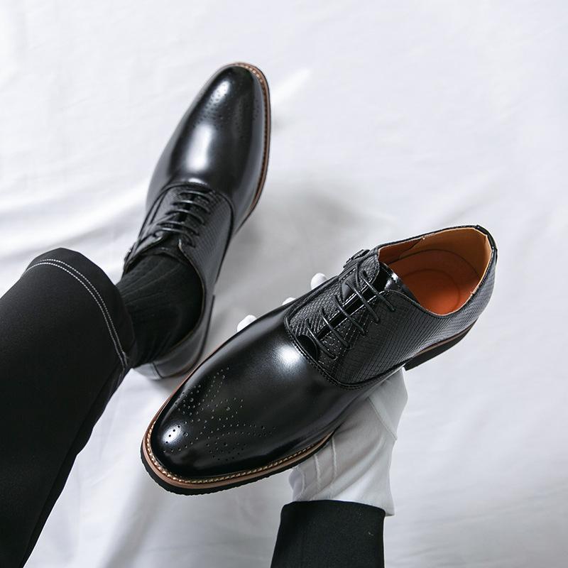 

Fashion Business Dress Men Shoes 2026 New Classic Leather Men s Formal Shoes Comfortable Slip on Dress Shoes Men Oxfords Size 46 38 чёрный