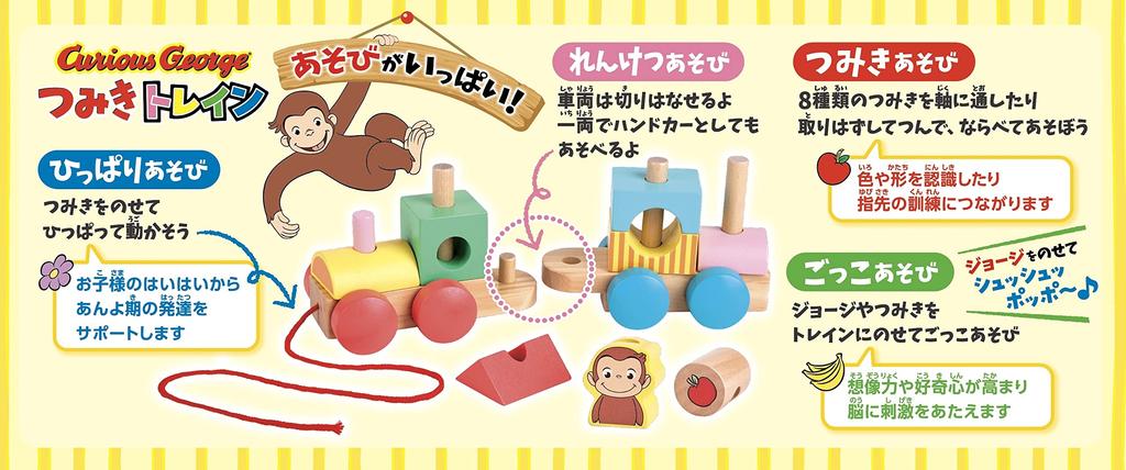 Witthart Curious George Wooden Building Block Train VG11