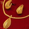 24K Gold Alloy Two-Piece Jewelry Set Indian Dubai Wedding Accessories Sand Gold Twisted Geometric Necklace Earrings for Unisex