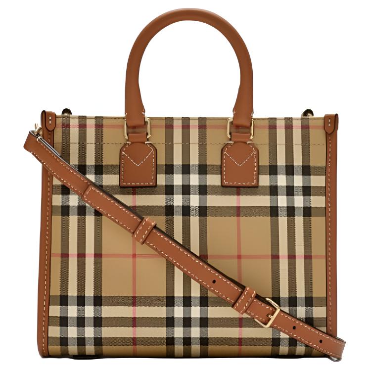 Burberry Freya Letter Embossed Logo Tote Bag Women Tote Bags Brown 81097931