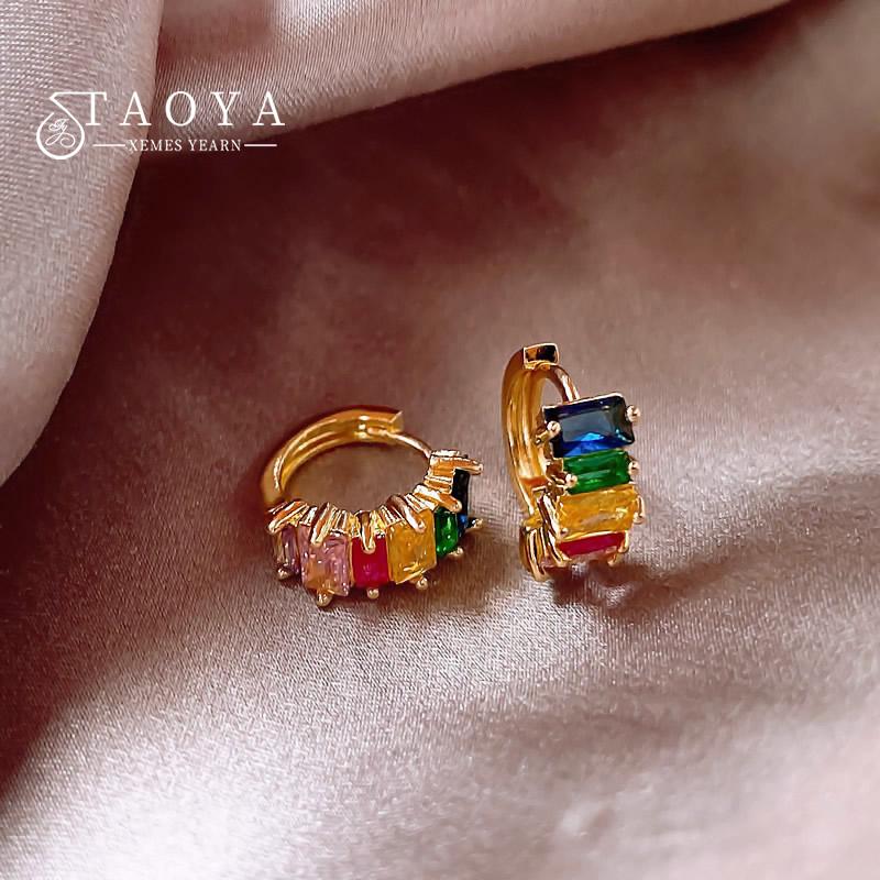 

New Dopamine Colorful Crystal Design Round Small Earrings for 2026 Fashion Jewelry For Girl‘s and Women s Party Wear Accessories