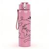 1PC Globe Travel Airplane Sketch 750ml Color Plastic Sports Water Bottle Leakproof Flip Straw Lid Suitable for Sports Office Home Use