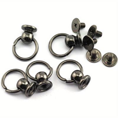 10pcs 8x6mm Screwback Round Head Rivet with Pull Ring Metal Handmade DIY Accessory Nail Heads Stud Leather Craft Screw Rivets