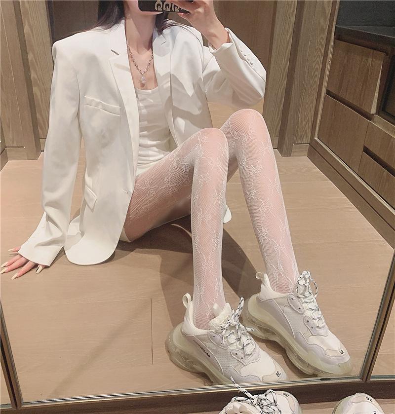 Retro Schwarze Schleife Netzstrümpfe - Sexy Nachtclub-Stil für Frauen