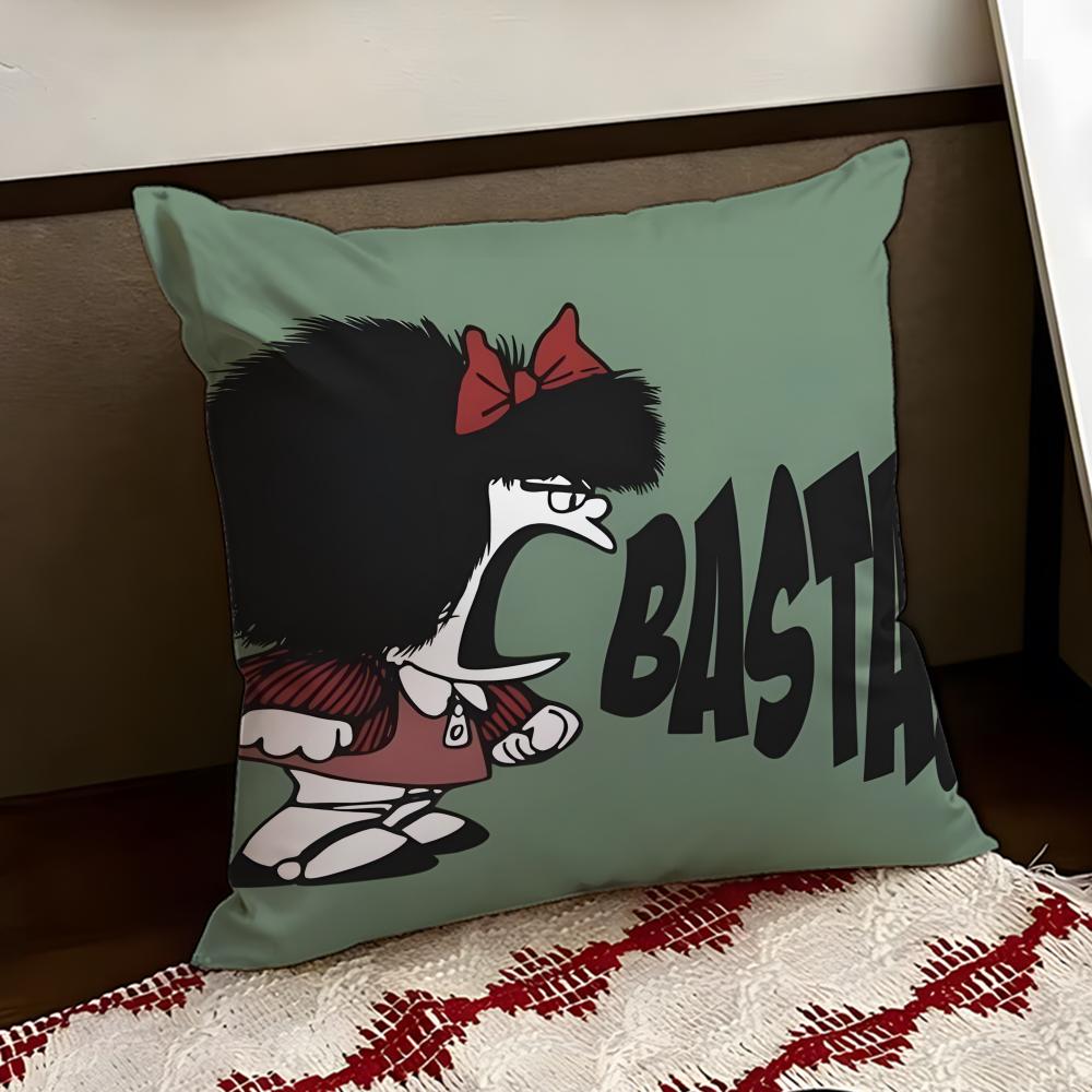 Cartoon MMafalda Cushion Cover Reversible Soft Durable Pillow Cover Home Car MultiScene Use for Daily Comfort
