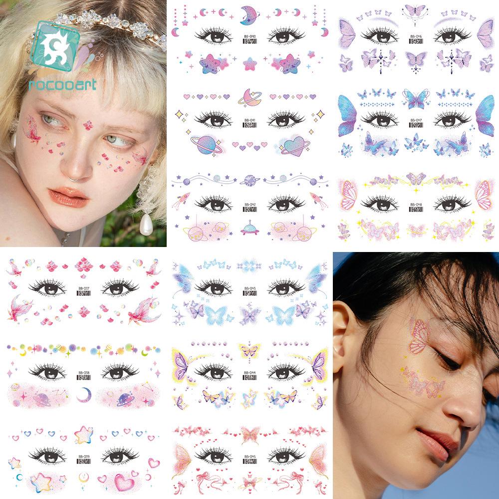 Waterproof Butterfly Glitter Face Tattoo Stickers for Festival Dance Parties