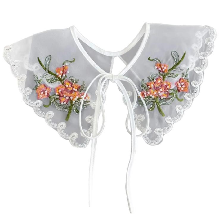 Elegant Detachable False Collar Embroidery Flower Petal Female Sweater Shirt Sewing False Collar Sweater Dress Supply
