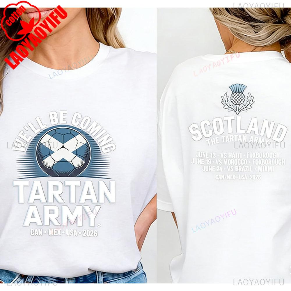 Schottland 2026 T-Shirt Tartan Army Spielplan T-Shirt Schottland gegen Brasilien Grafik-T-Shirts T-Shirt Schottischer Fußballfan Geschenk Unisex