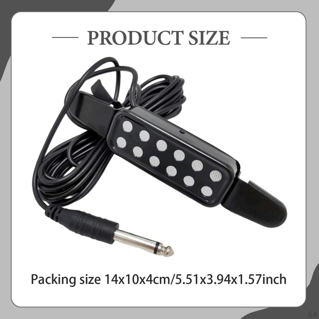 12 Soundhole Guitar Pickup Acoustic Electric Transducer Low Noise Instrument with Audio Cable