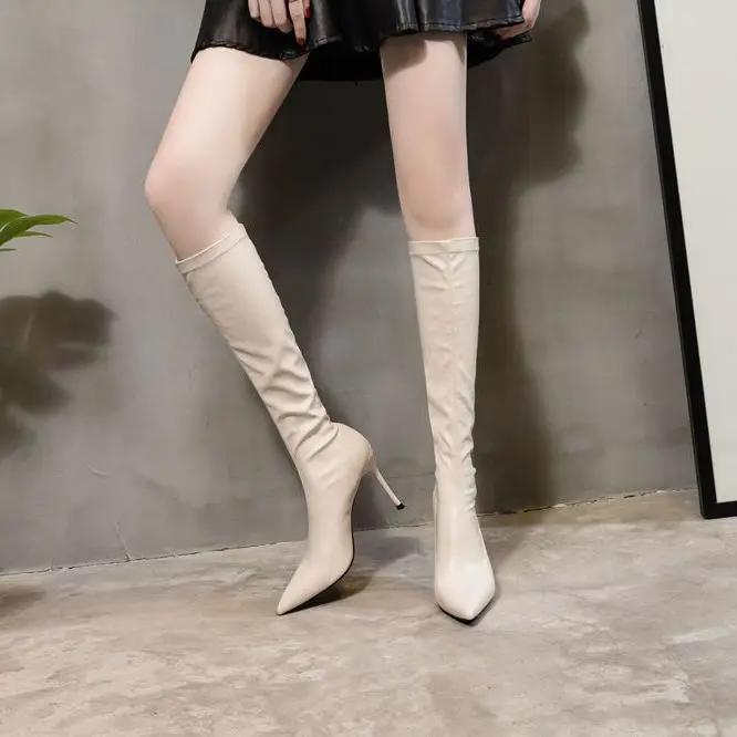 Fashion Autumn Knee High Shaft Shoes Woman Heels Long Boots for Women Winter 2024 Elegant Heeled Waterproof Gyaru Fashion On Offer Trend